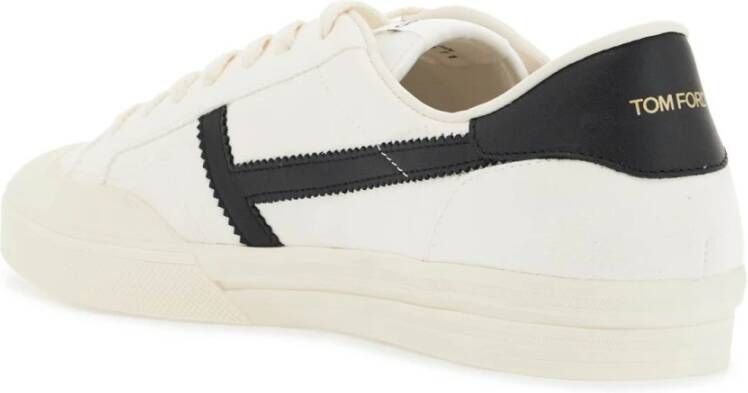 Tom Ford Witte Leren Velcro Lage Sneakers White Heren