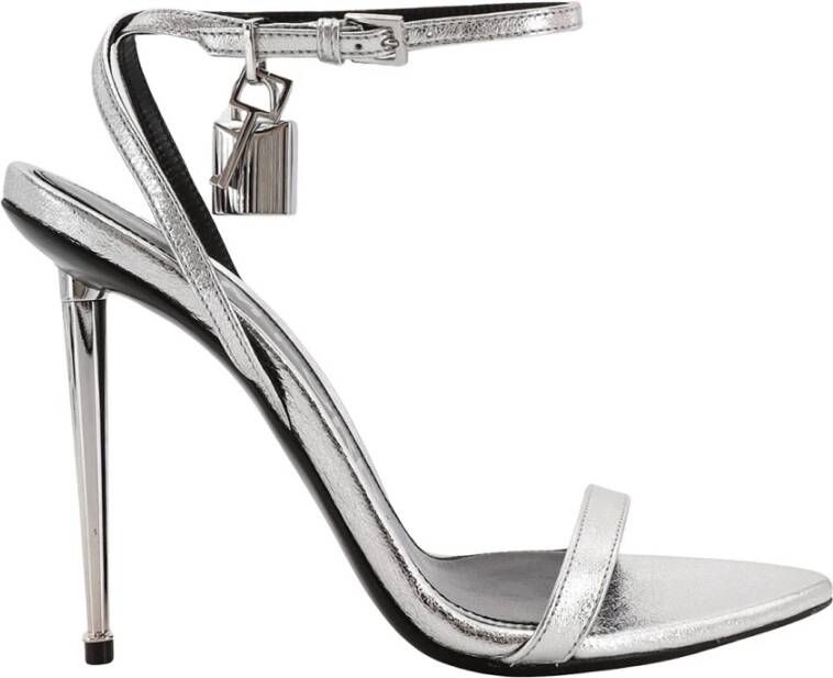 Tom Ford Zilveren Leren Stiletto Sandalen Gray Dames