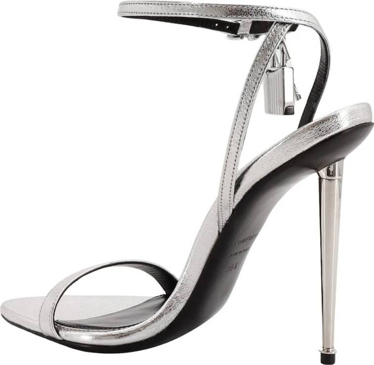 Tom Ford Zilveren Leren Stiletto Sandalen Gray Dames