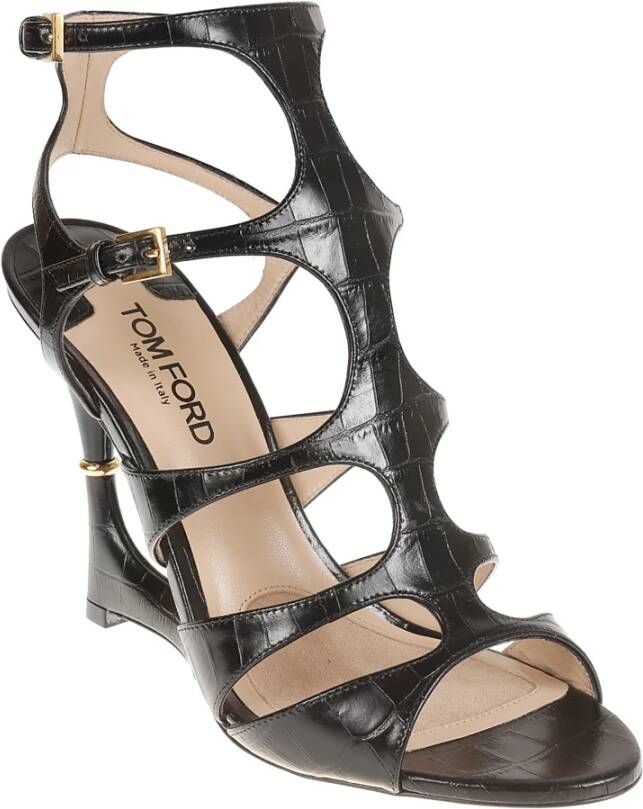 Tom Ford Zwarte Croc Cage Sandalen Black Dames