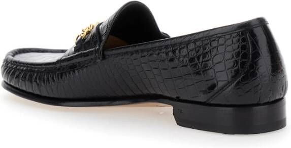 Tom Ford Zwarte Croco Loafers Slip-on Schoenen Black Heren