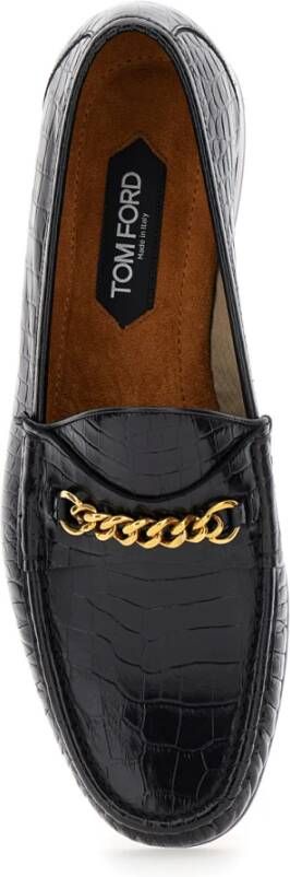 Tom Ford Zwarte Croco Loafers Slip-on Schoenen Black Heren