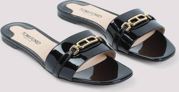 Tom Ford Zwarte Leren Sandalen Elegante Stijl Black Dames