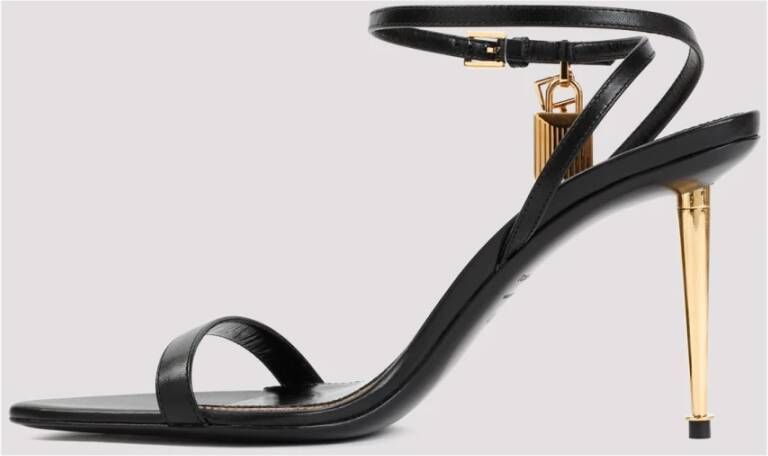 Tom Ford Zwarte Leren Sandalen met Gouden Accenten Black Dames