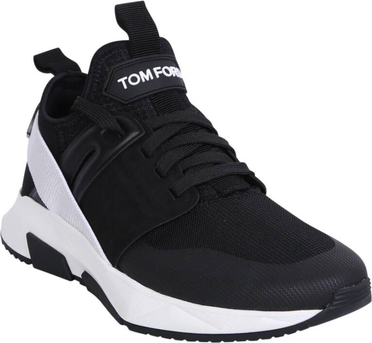 Tom Ford Zwarte Sneakers Ronde Neus Vetersluiting Black Heren