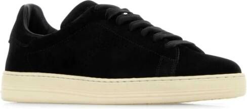 Tom Ford Zwarte Suède Sneakers Black Heren