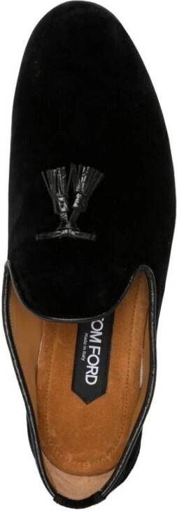 Tom Ford Zwarte Velvet Kwast Slip-On Schoenen Black Heren