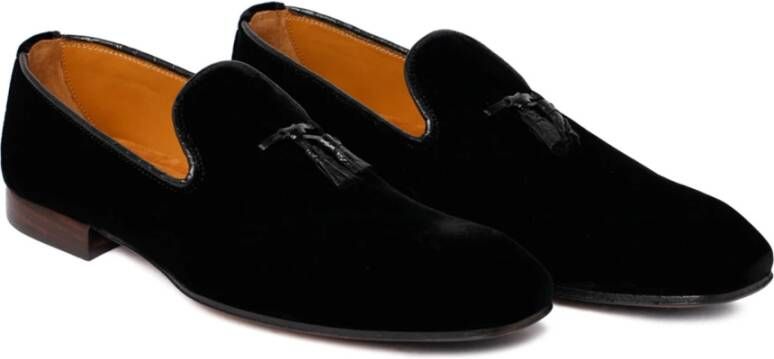 Tom Ford Zwarte Velvet Loafers Kwast Detail Black Heren