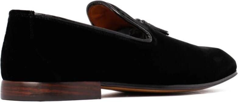 Tom Ford Zwarte Velvet Loafers Kwast Detail Black Heren