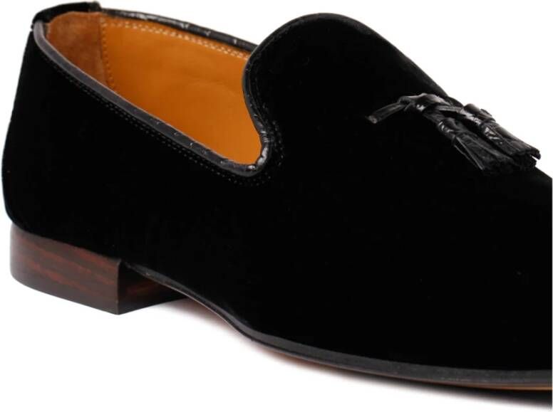 Tom Ford Zwarte Velvet Loafers Kwast Detail Black Heren