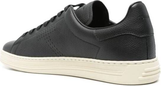 Tom Ford Zwarte Vetersneaker met Gewatteerde Enkel Black Heren