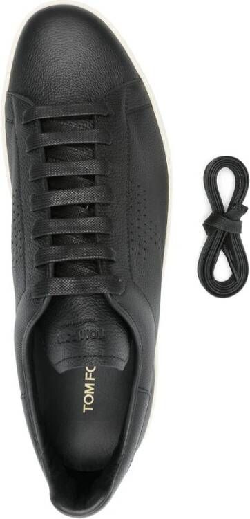 Tom Ford Zwarte Vetersneaker met Gewatteerde Enkel Black Heren