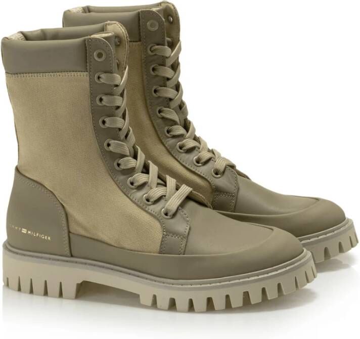 Tommy Hilfiger Beige Leren High-Top Sneakers Beige Dames