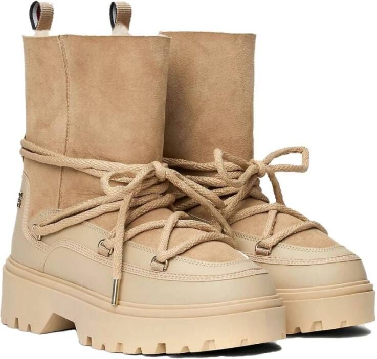 Tommy Hilfiger Beige Shearling Enkel Snowboot Beige Dames