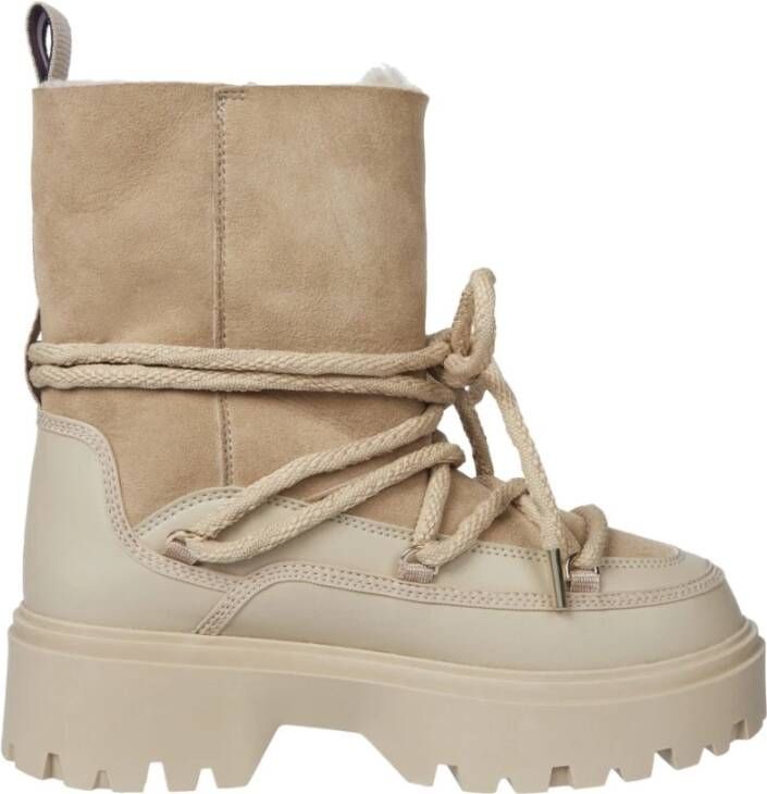 Tommy Hilfiger Beige Shearling Enkel Snowboot Beige Dames