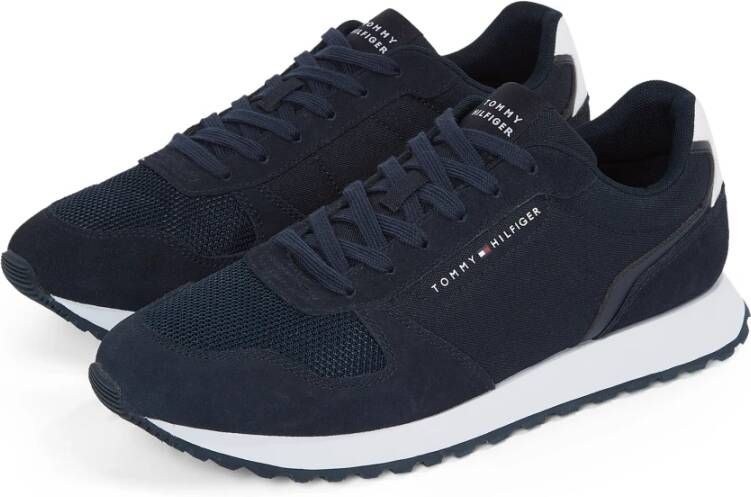 Tommy Hilfiger Blauwe lage sneakers met tonale texturen Blue Heren