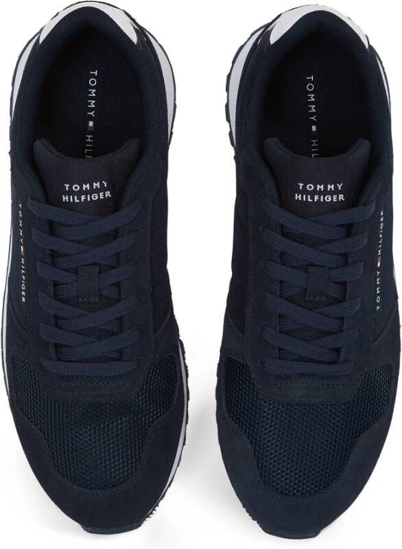 Tommy Hilfiger Blauwe lage sneakers met tonale texturen Blue Heren