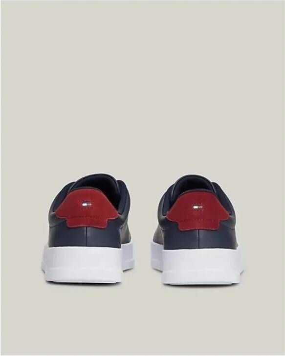 Tommy Hilfiger Blauwe Leren Sneakers Bedrukt Logo Blue Heren