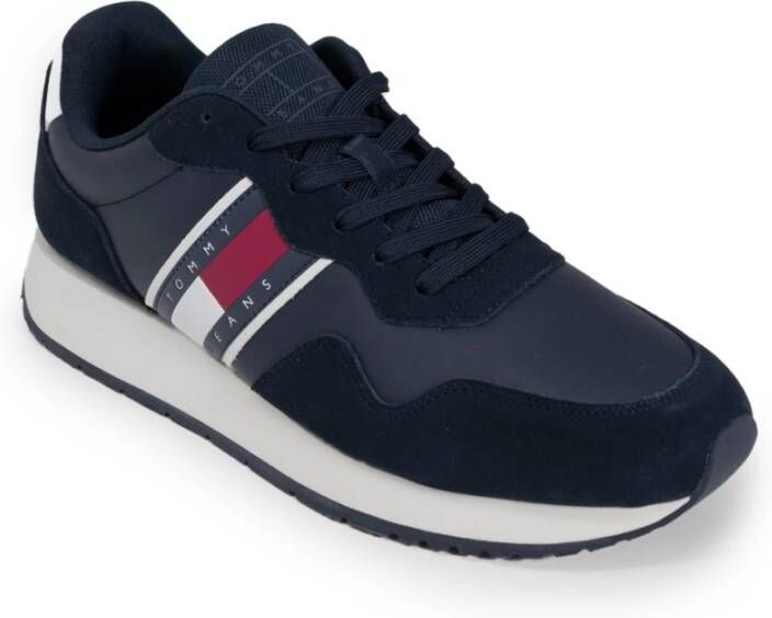 Tommy Hilfiger Blauwe Leren Sneakers met Veters Heren Blue Heren