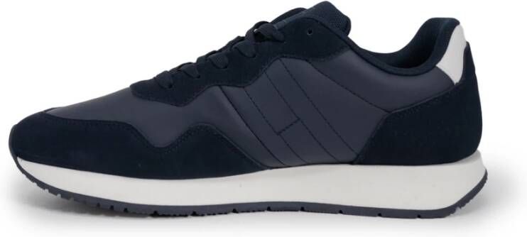 Tommy Hilfiger Blauwe Leren Sneakers met Veters Heren Blue Heren