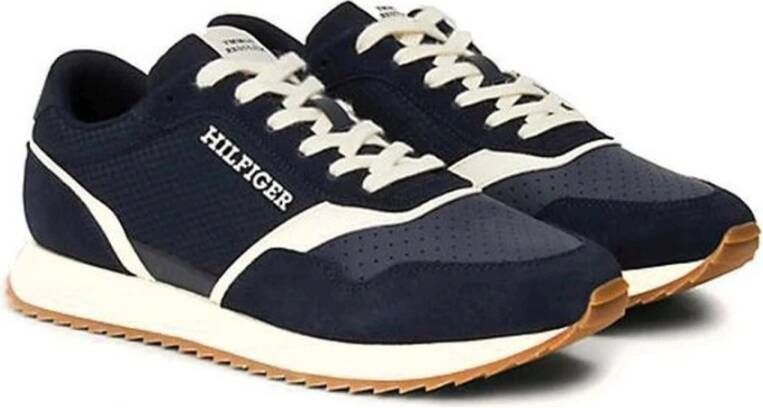 Tommy Hilfiger Blauwe Mix Vrijetijdssneakers Blue Heren