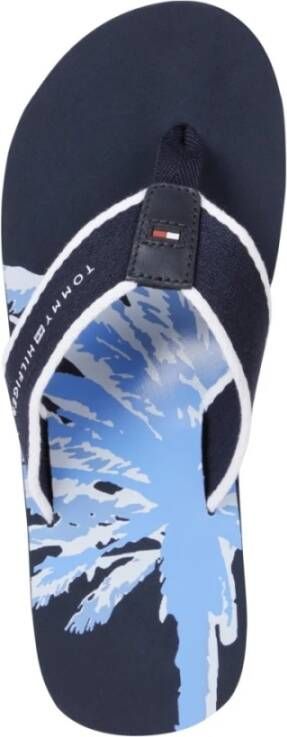 Tommy Hilfiger Blauwe Palm Print Flip Flops Blue Heren