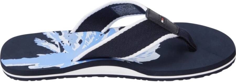 Tommy Hilfiger Blauwe Palm Print Flip Flops Blue Heren