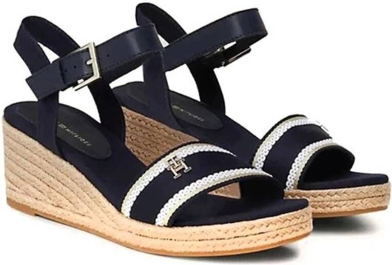 Tommy Hilfiger Blauwe Platte Webbing Sandaal Blue Dames