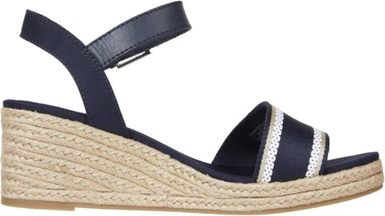 Tommy Hilfiger Blauwe Platte Webbing Sandaal Blue Dames