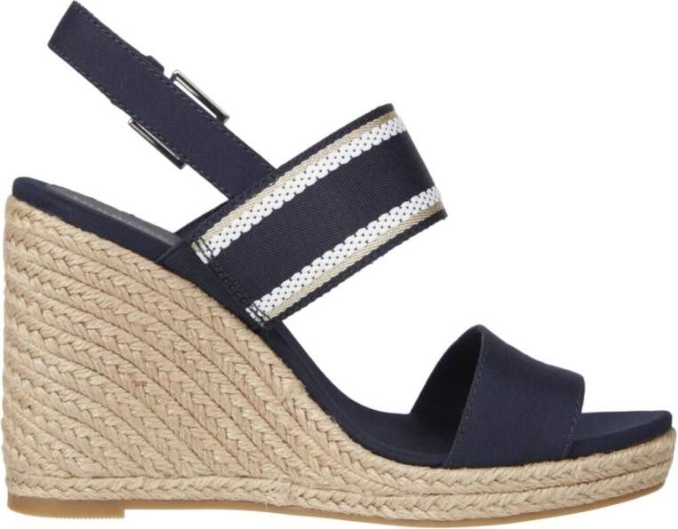 Tommy Hilfiger Blauwe Sleehak Sandaal Platte Sandalen Blue Dames