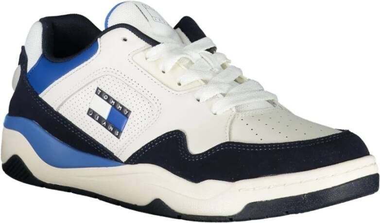 Tommy Hilfiger Blauwe Sportieve Vetersneakers met Contrastdetails en Logoprint Blue Heren