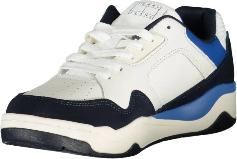 Tommy Hilfiger Blauwe Sportieve Vetersneakers met Contrastdetails en Logoprint Blue Heren