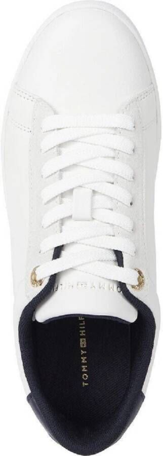 Tommy Hilfiger Crème Leren Sneakers Athleisure Stijl Beige Dames