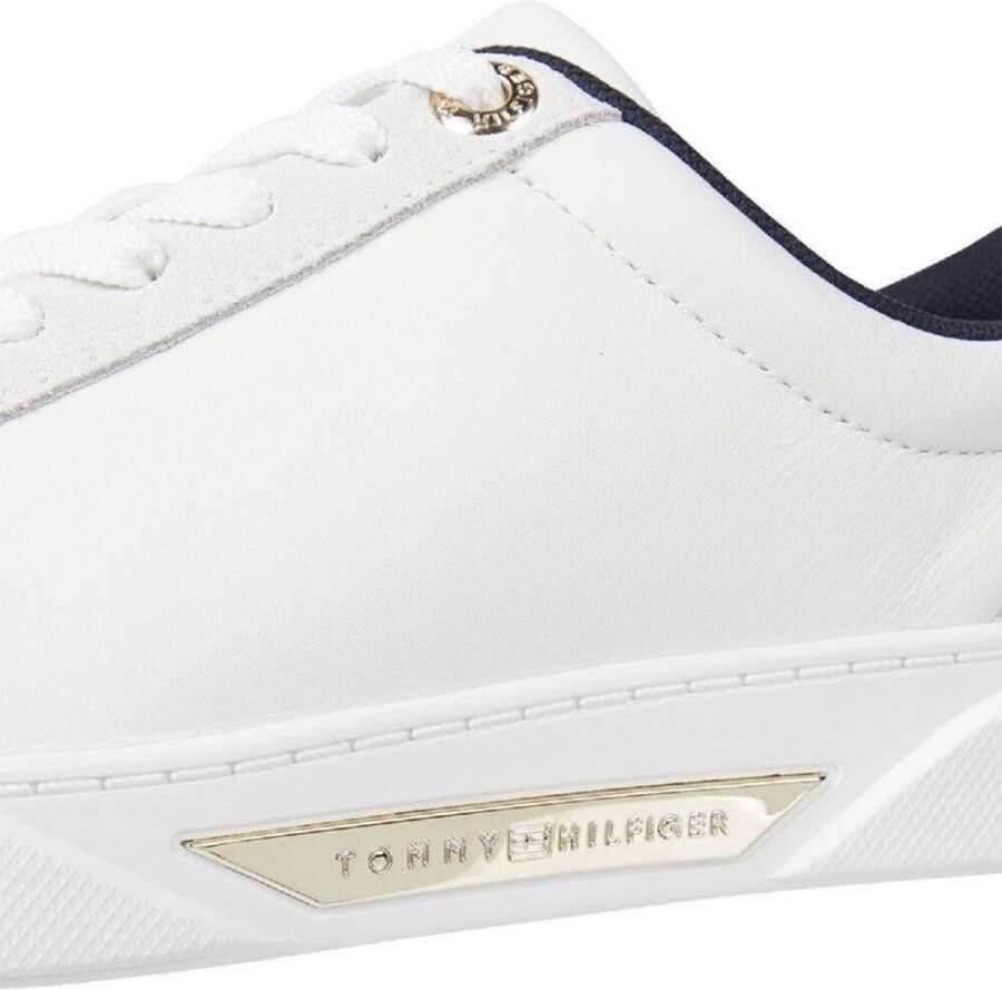 Tommy Hilfiger Crème Leren Sneakers Athleisure Stijl Beige Dames