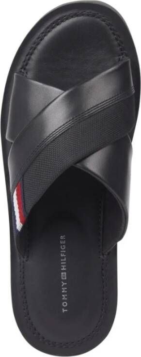 Tommy Hilfiger Criss Zwarte Platte Sandalen voor Mannen Black Heren