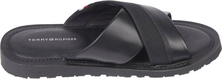 Tommy Hilfiger Criss Zwarte Platte Sandalen voor Mannen Black Heren