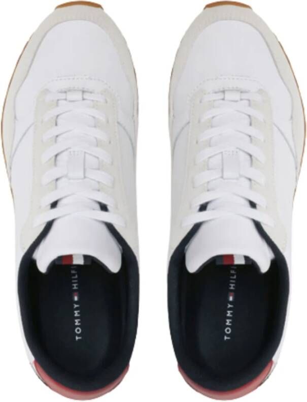 Tommy Hilfiger Elevated Leather Mix Runner Sneakers White Heren