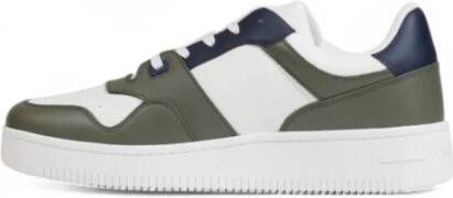 Tommy Hilfiger Groene Leren Sneakers Rubberen Zool Mannen Green Heren