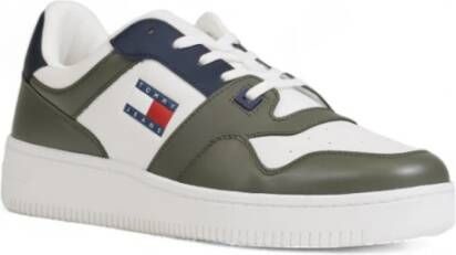 Tommy Hilfiger Groene Leren Sneakers Rubberen Zool Mannen Green Heren