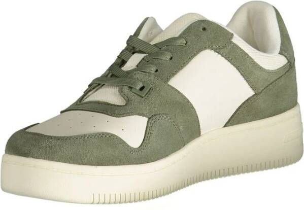 Tommy Hilfiger Groene Polyester Sneaker met Contrastdetails Green Heren