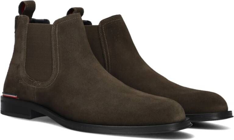 Tommy Hilfiger Groene Suède Chelsea Boots voor Heren Green Heren