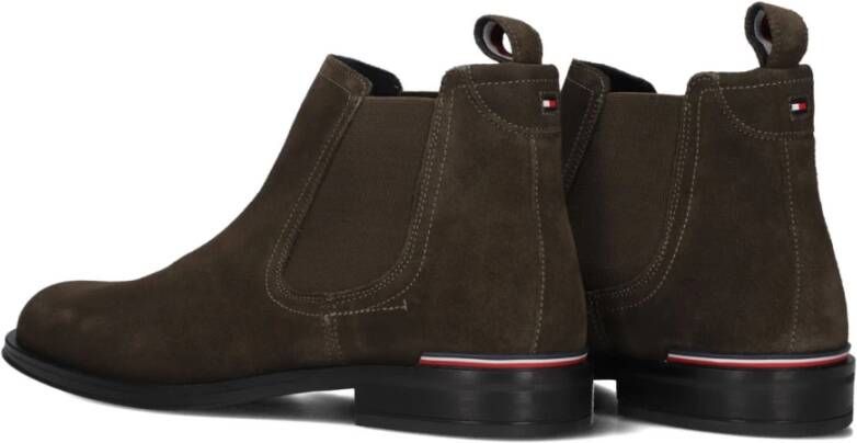 Tommy Hilfiger Groene Suède Chelsea Boots voor Heren Green Heren