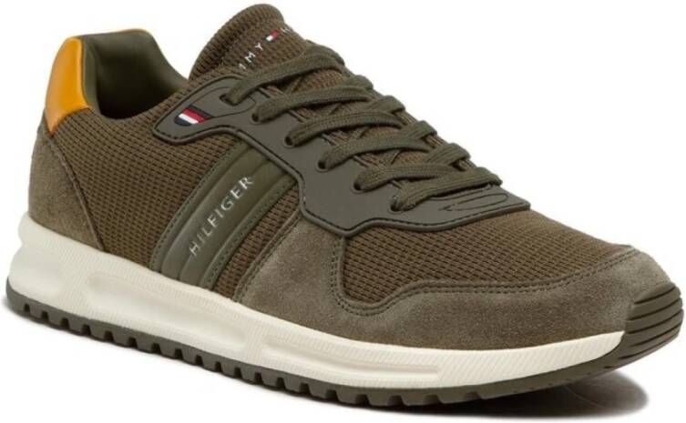 Tommy Hilfiger Groene Textiel PU Leren Sneakers Green Heren