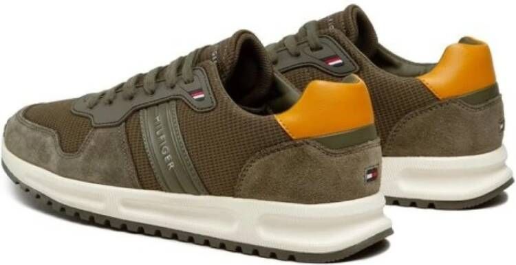 Tommy Hilfiger Groene Textiel PU Leren Sneakers Green Heren