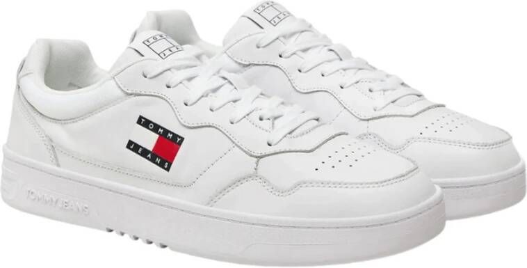 Tommy Hilfiger Lage leren sneakers met ademende gaatjes White Heren