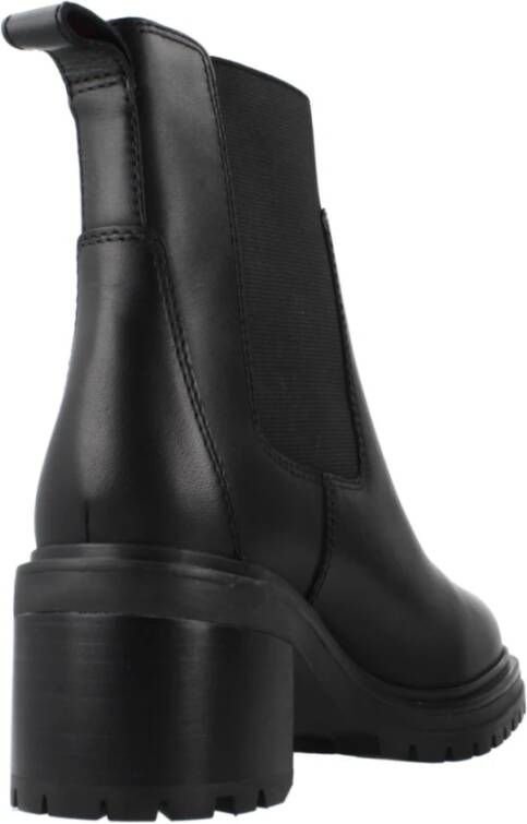 Tommy Hilfiger Leren Chelsea Boots met Middelhoge Hak Black Dames