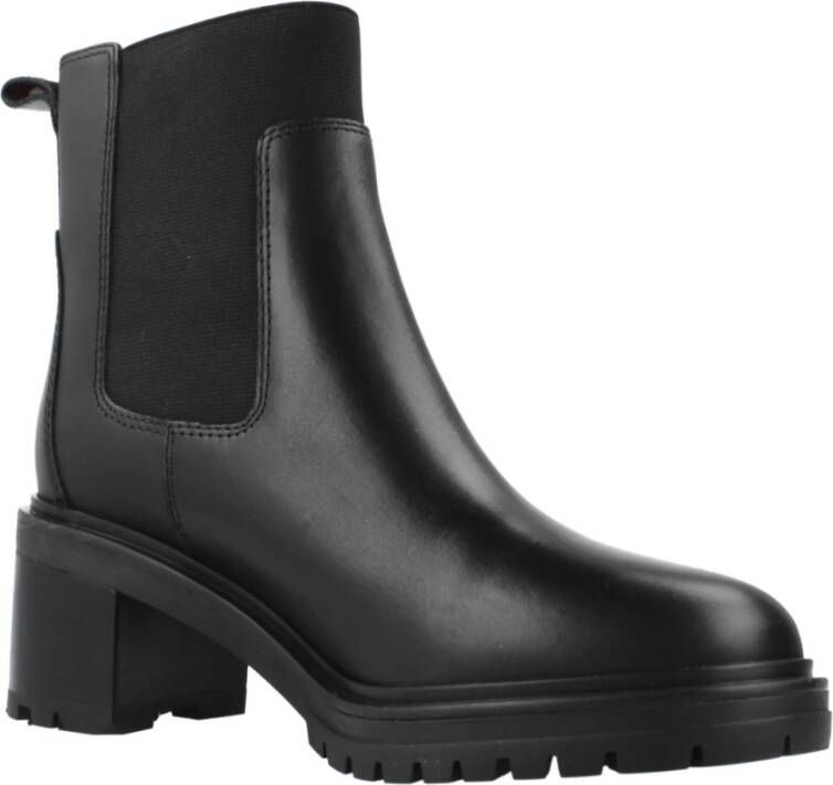 Tommy Hilfiger Leren Chelsea Boots met Middelhoge Hak Black Dames