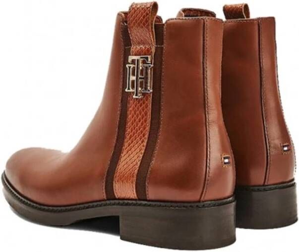 Tommy Hilfiger Leren enkellaarzen voor dames Fw0Fw05181 Brown Dames