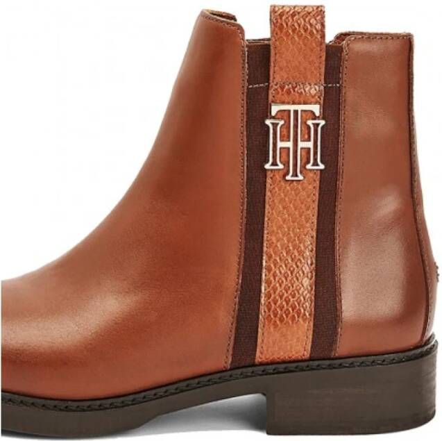 Tommy Hilfiger Leren enkellaarzen voor dames Fw0Fw05181 Brown Dames