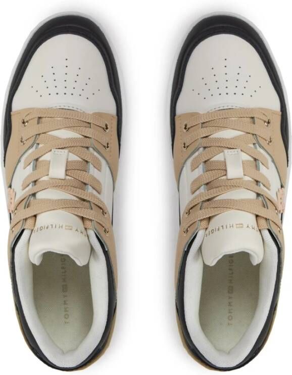 Tommy Hilfiger Leren Logo Relief Sneakers Beige Heren